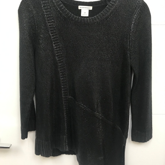 Club Monaco Black Metallic Asymmetric Knit Sweater - Picture 3 of 6